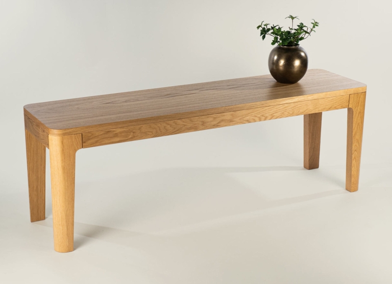 Minimalist Oak Entryway Bench Splayed Tapered Legs