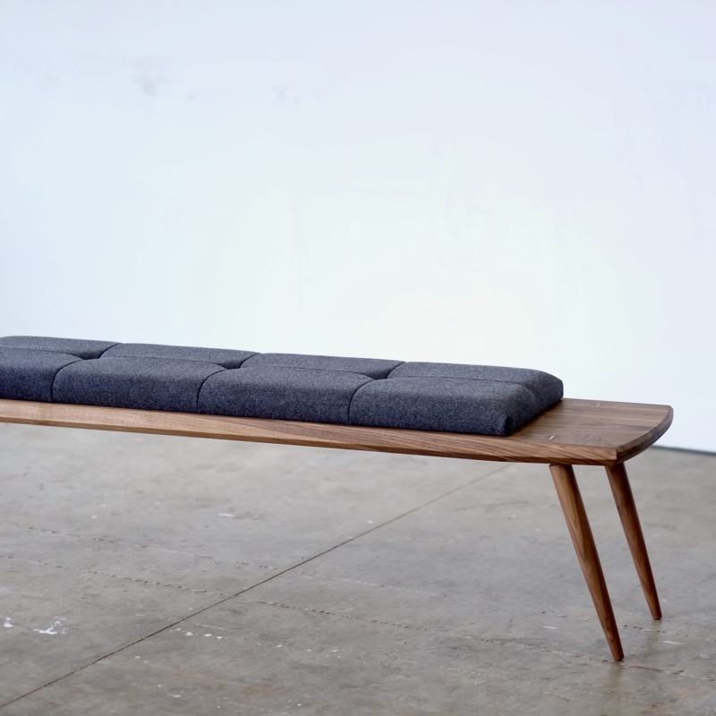 Minimalist Slatted Wood Bench with Splayed Legs