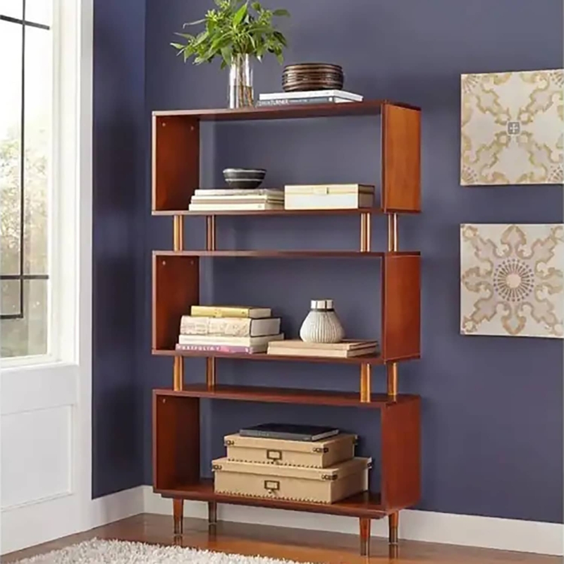 Minimalist Three-Tier Bookshelf with Backless Design and Round Legs