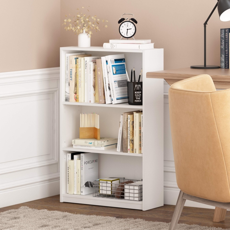 Minimalist White 3-Tier Compact Bookshelf