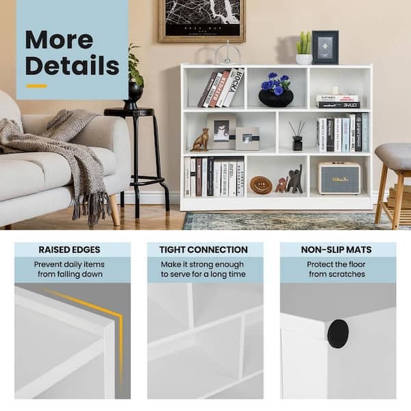 Minimalist White 8-Cube Bookcase with Open Back