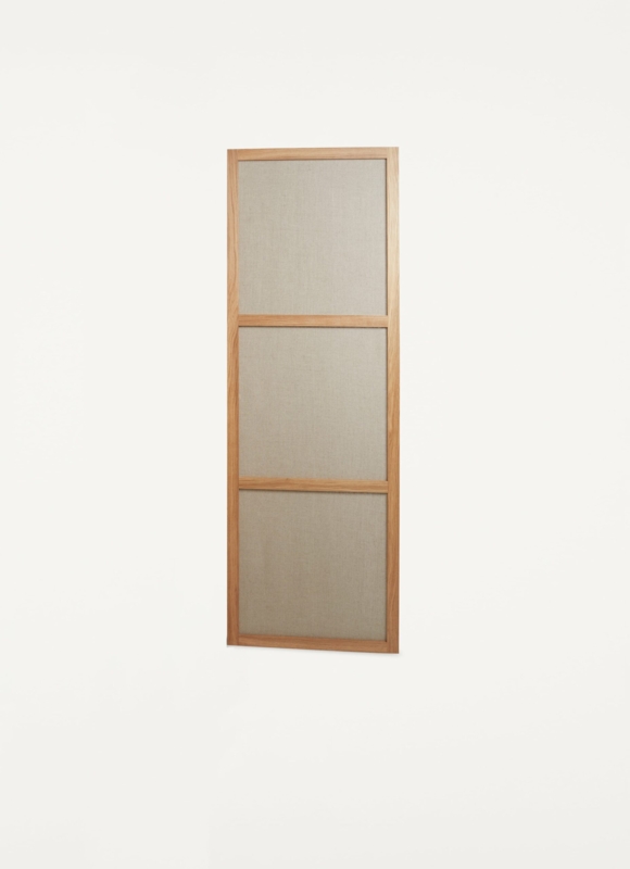 Minimalist Wood Room Divider Linen Like Inserts Three Tier Panel