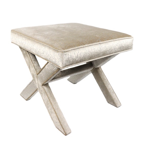 Mismatched Pattern X-Benches, Pair with Floral and Geometric Prints