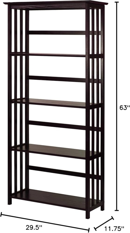 Mission Style 5-Shelf Bookcase-Espresso : Home & Kitchen -