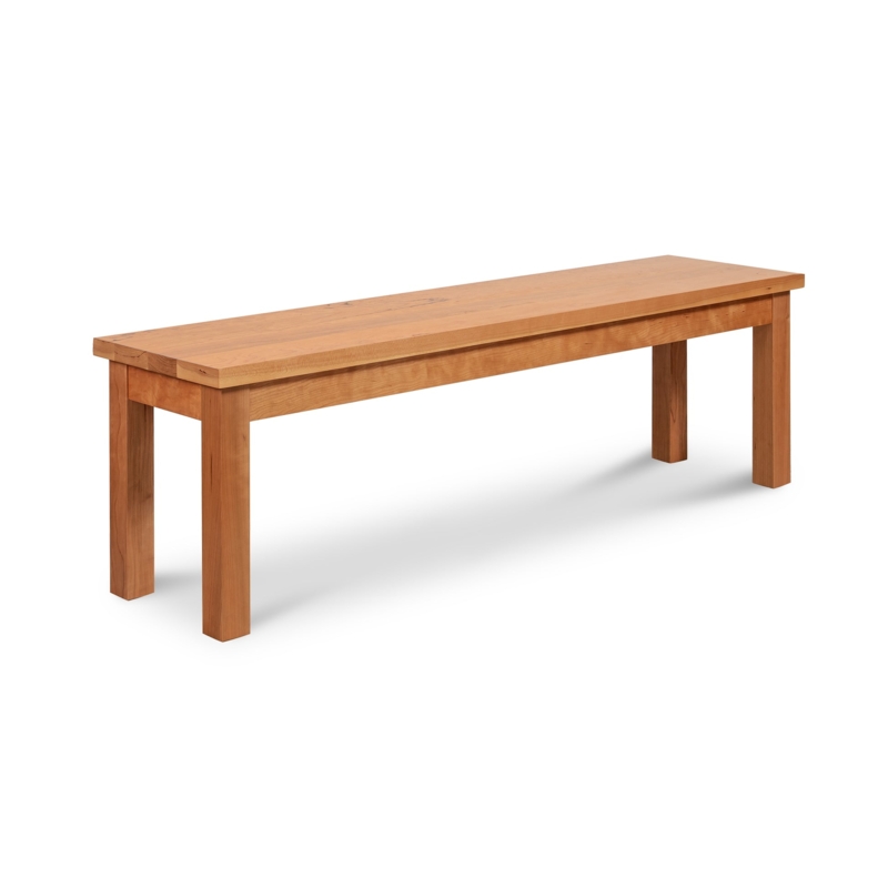 Mission Style Bench with Slatted Back & Upholstered Seat