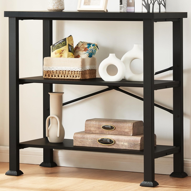 Mixed Material Bookshelf Industrial Style X-Back Brace
