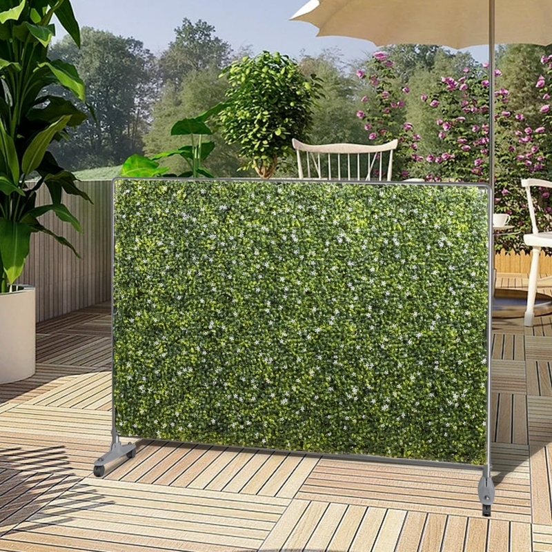 Mobile Partition Faux Hedge White Flowers Patio