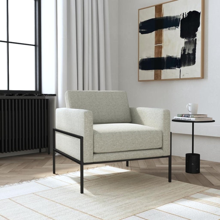 Modern Accent Chair Grey Woven Texture Angled Metal Legs