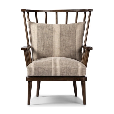Modern Barrel Chair Off-White Woven Tight Back Dark Legs Contemporary