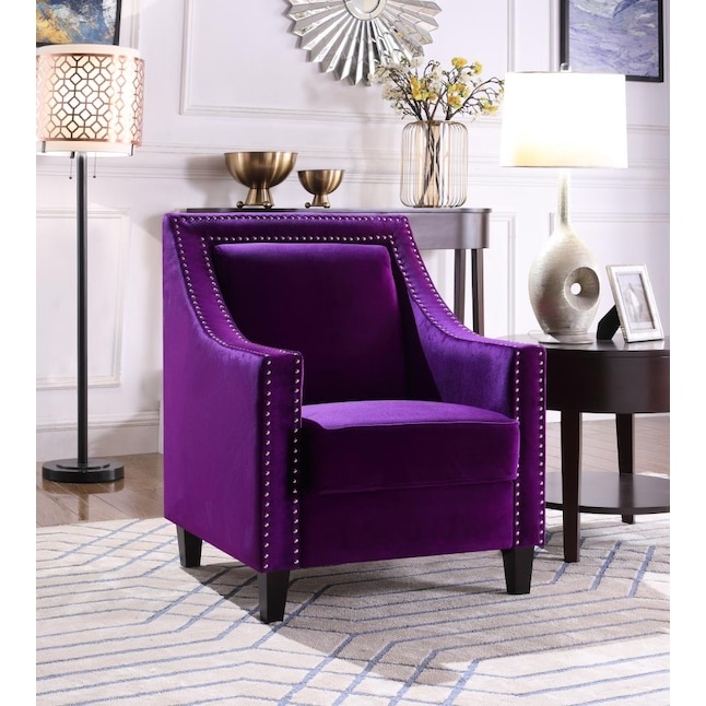 Modern Barrel Chair Purple Velvet Polished Gold Legs Bucket Seat