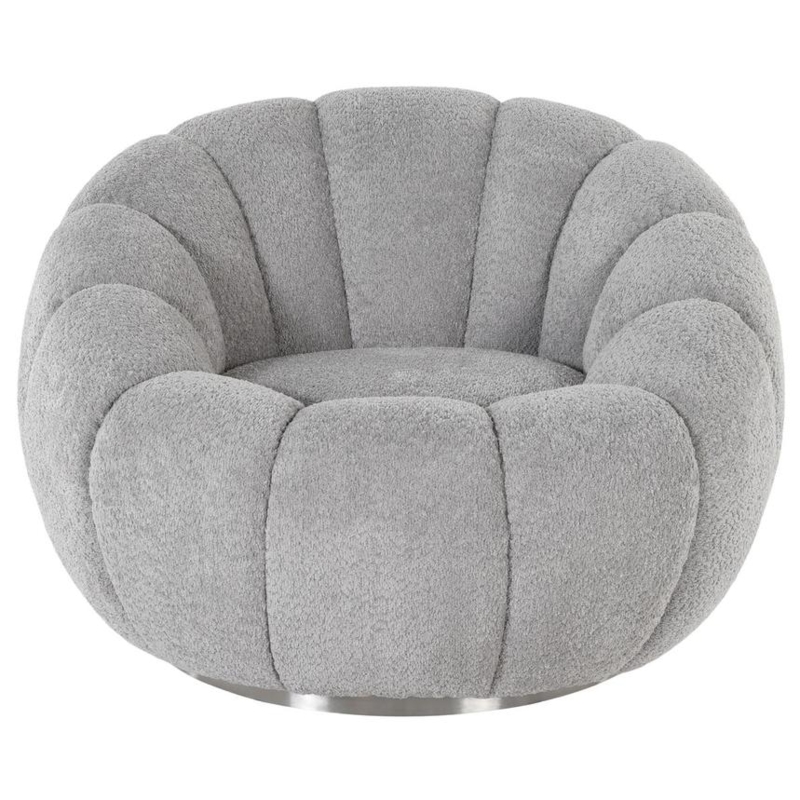 Modern Barrel Chair with Lower Back Cutout and Splayed Metal Legs