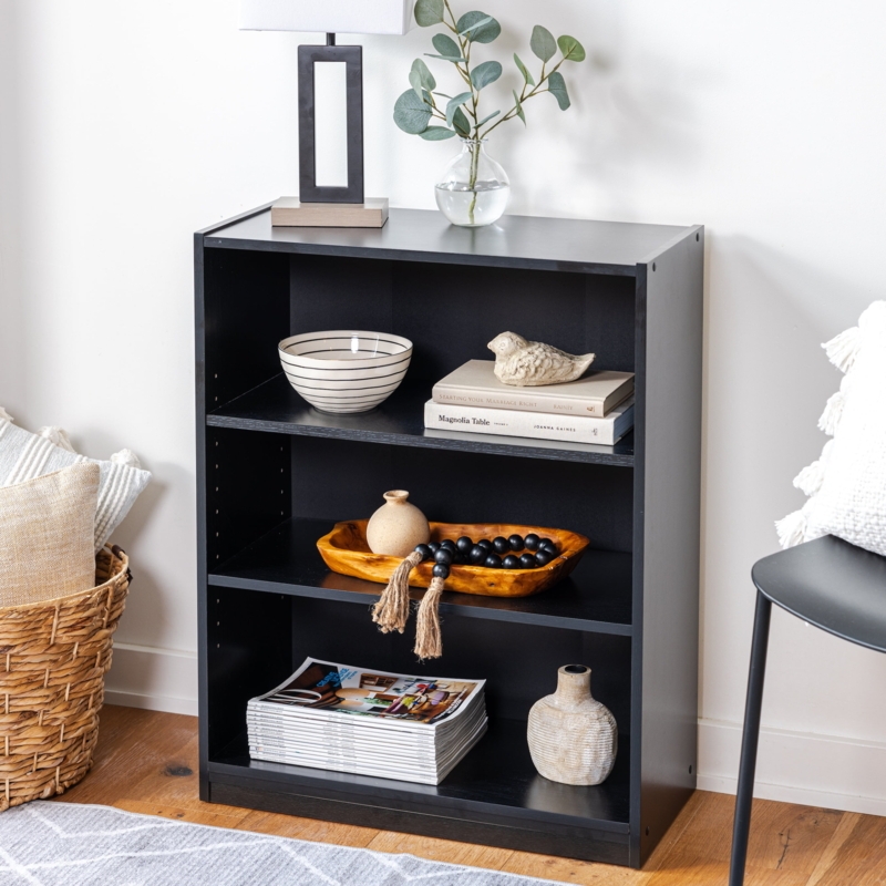 Modern Bookcase in Black Oak Finish with Adjustable Shelves