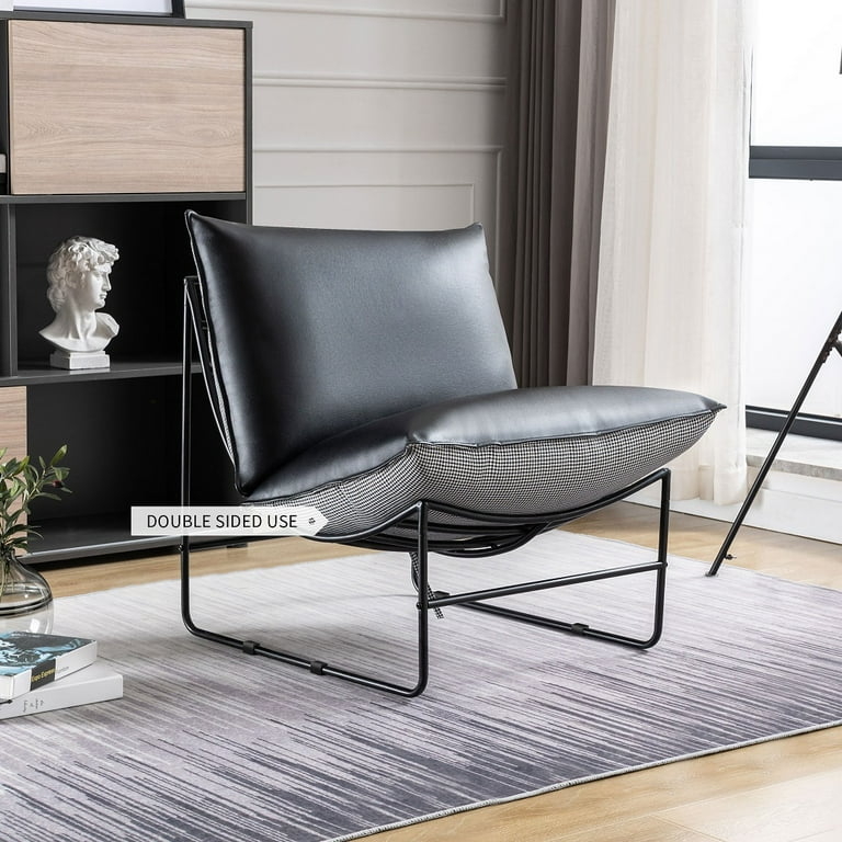 Modern Burnt Orange Lounge Chair with Low Profile Black Metal Frame
