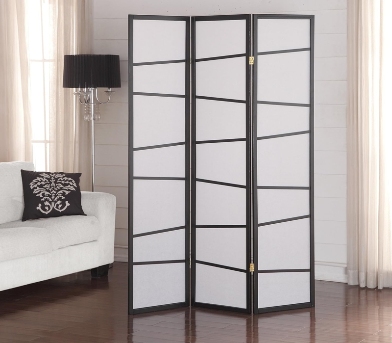 Modern Folding Partition 3-Panel Room Divider with Asymmetric Lines