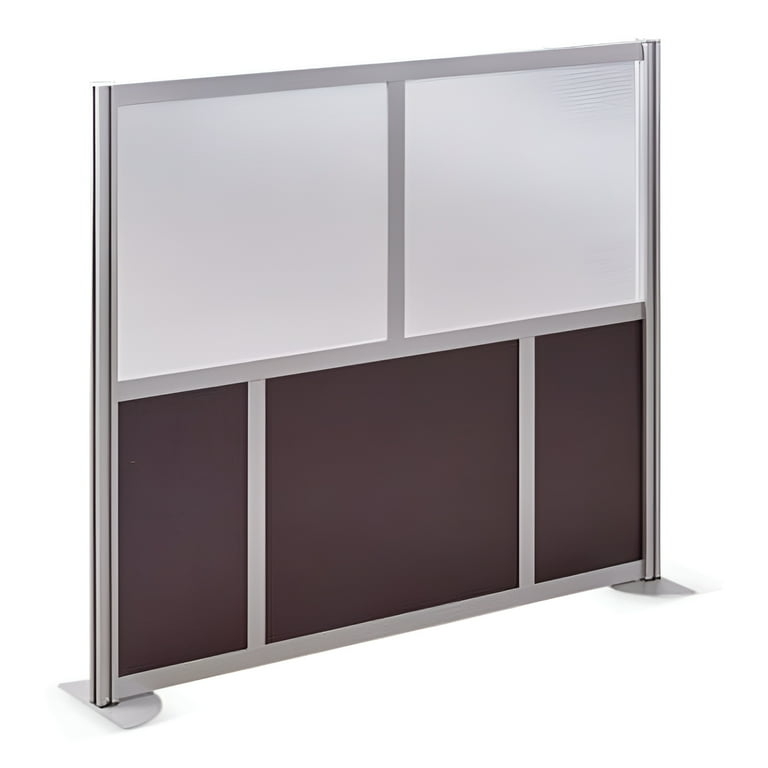 Modern Office Partition with Translucent Panels and Brushed Nickel Frame