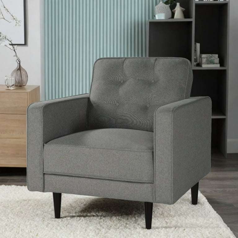 Modern Organic Accent Chair in Gray with Slim Black Metal Legs