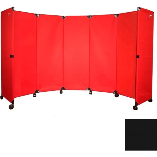 Modern Red 6-Panel Folding Room Divider, Portable Screen on Casters