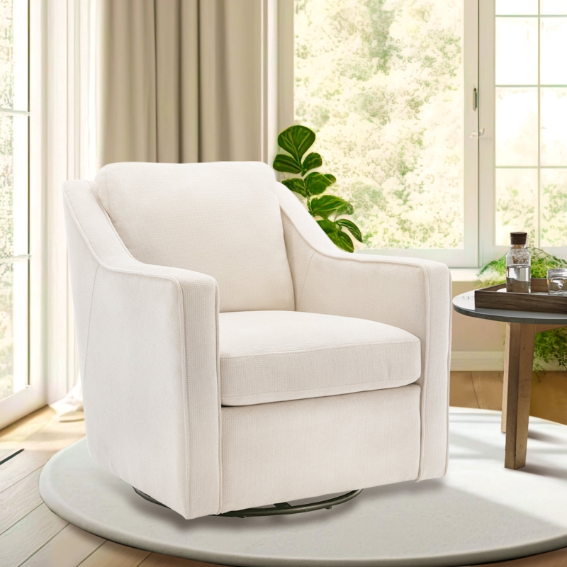 Modern Swivel Accent Chair with Circular Silhouette and Barrel Back