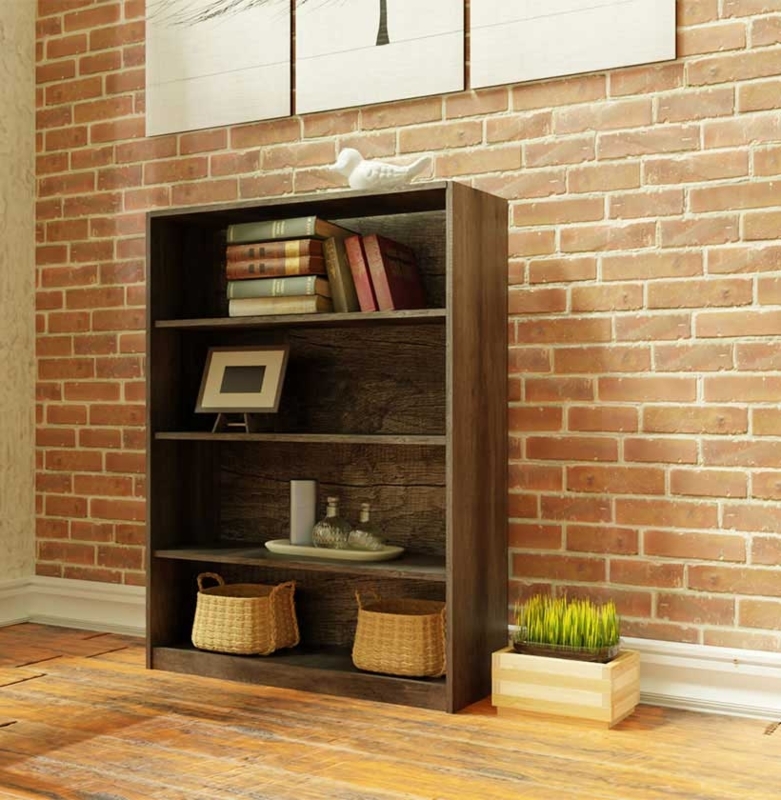 Modern Wall Unit Bookcase in Charcoal Ash Finish