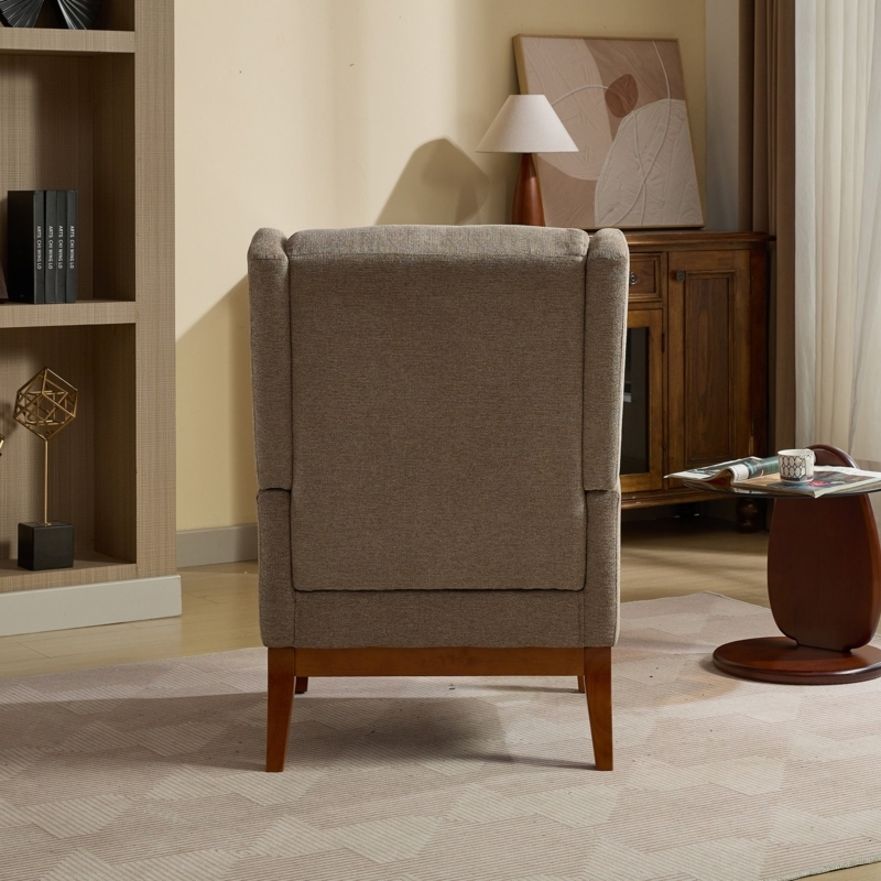 Mustard Yellow Mid-Century Wingback Accent Chair Wood Legs