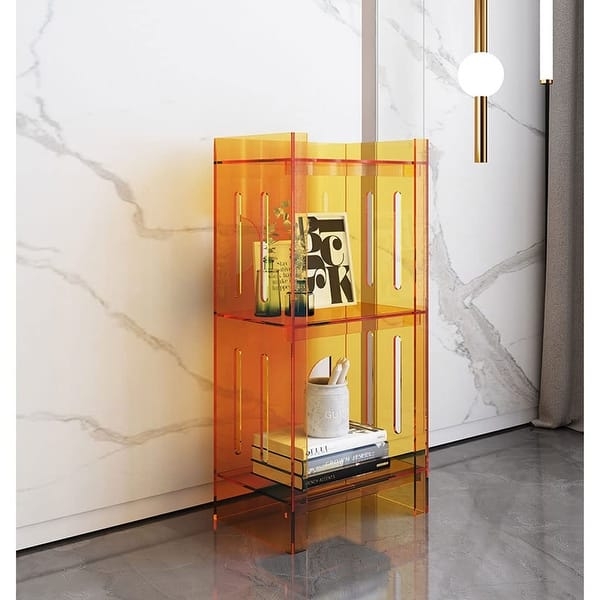 Narrow Acrylic Bookcase, Three-Tier Transparent Storage Unit for Tight Spaces