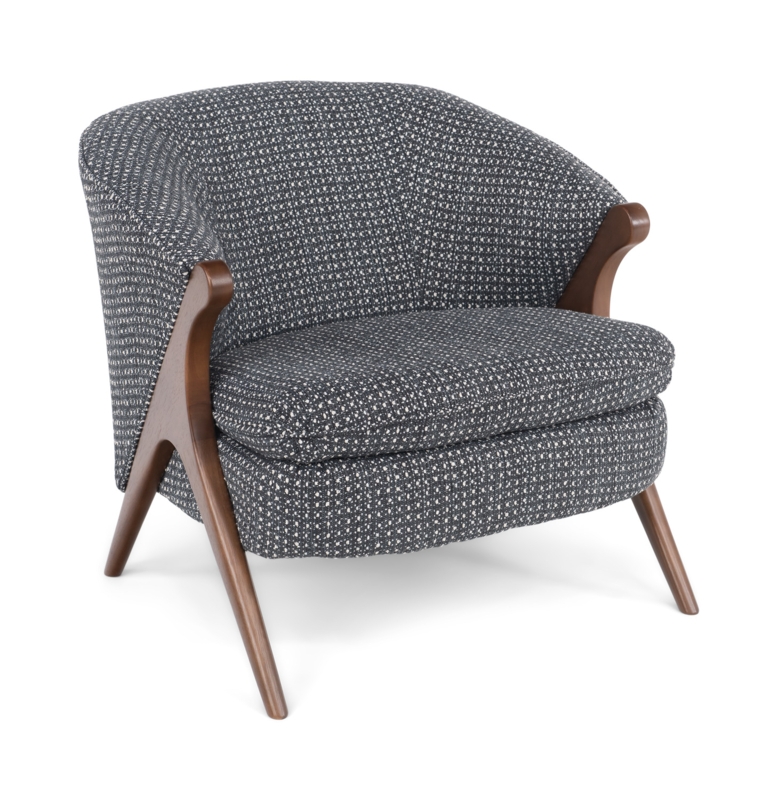 Navy Blue Accent Chair Flared Arms Tapered Legs Styling