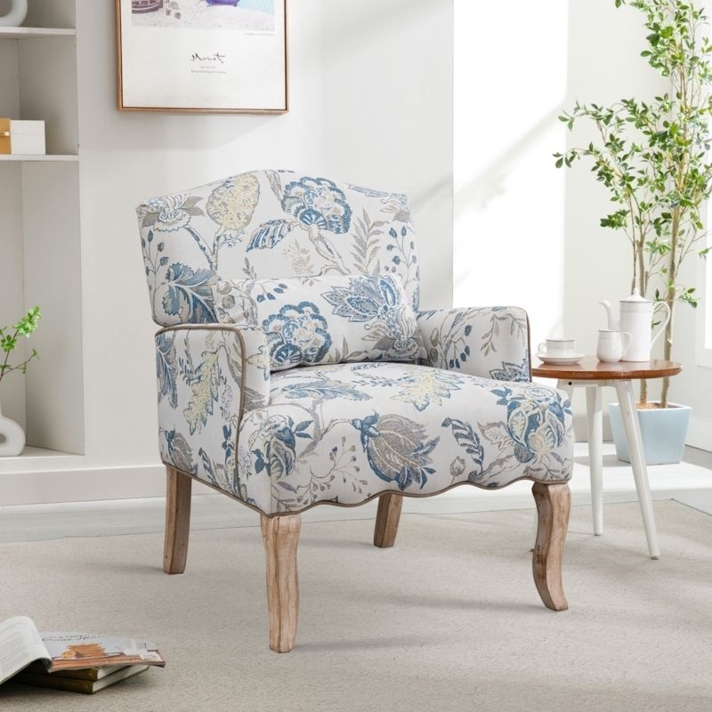 Navy Blue Velvet Accent Chair with Gold Legs in Modern Glam Style