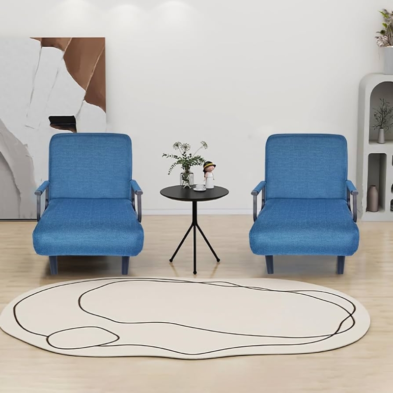Navy Convertible Sleeper Chair with Adjustable Lounge Backrest