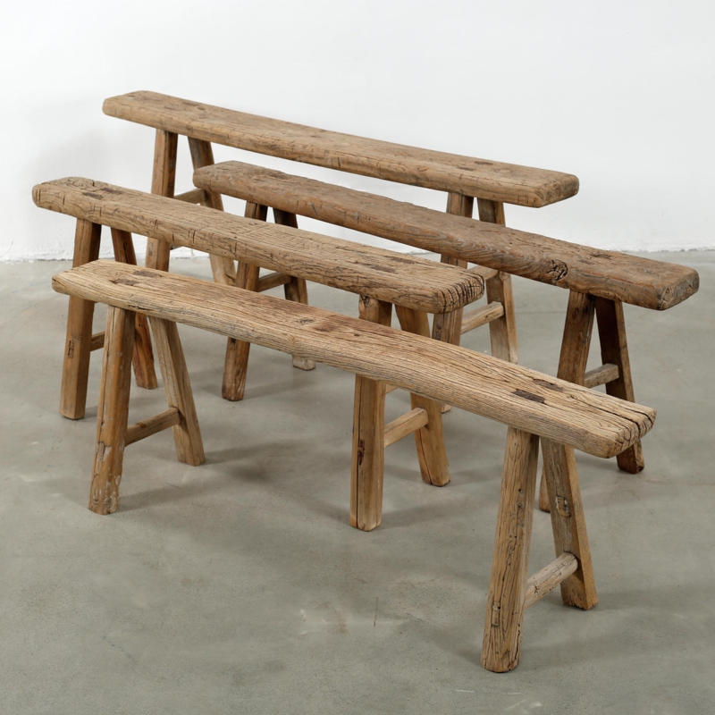 Noodle Bench Mortise And Tenon Joinery Weathered Natural Wood Accent