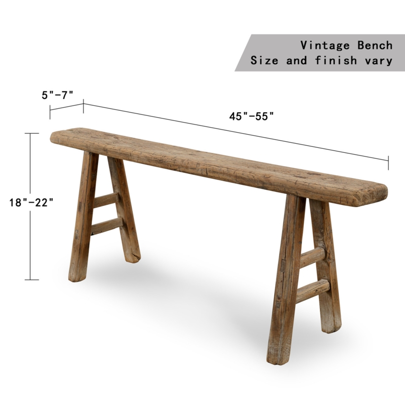 Noodle Bench Weathered Finish Splayed Legs Rustic Farmhouse Style