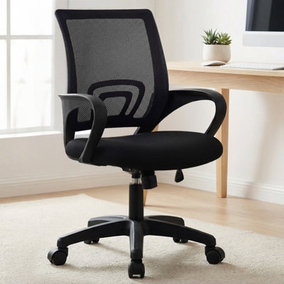 Office Chair Black Mesh Back Ergonomic Task Seating with Casters