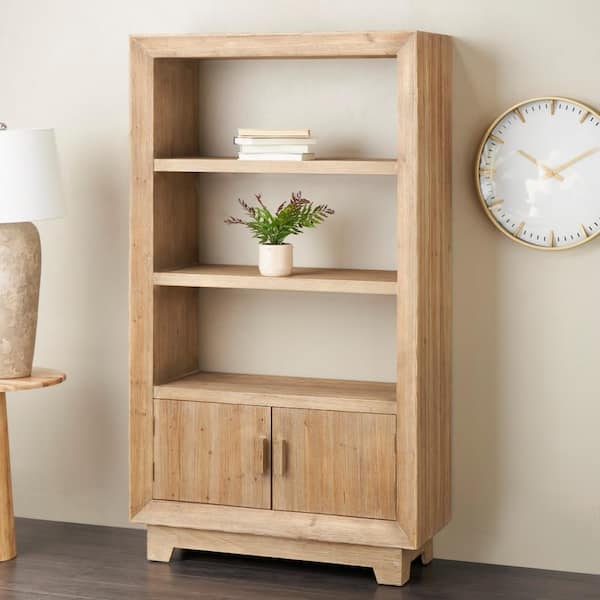 Open Bookcase featuring A-Frame Design and Natural Wood Grain