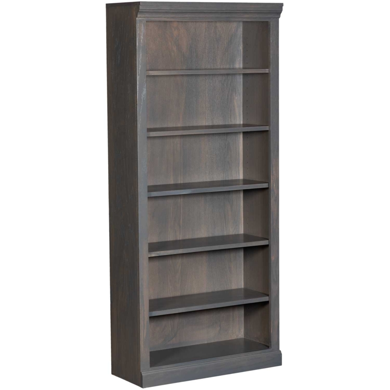 Open Bookcase Washed Gray Weathered Wood Finish Five Tier