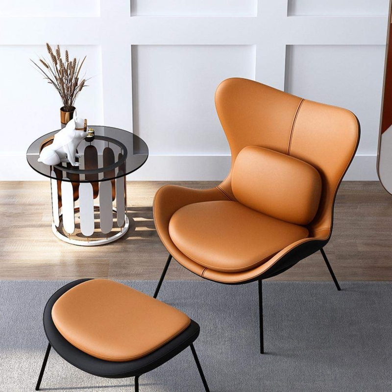 Orange & Black PU Leather Upholstered Accent Chair in Black Pillow Inc   WEHOMZ