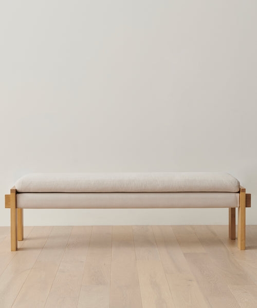 Organic Bench featuring a Thick Cushion on Light Oak Frame