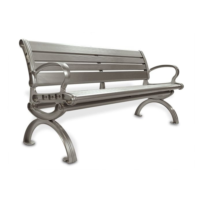 Outdoor Bench Aluminum Slatted Back Powder Coated Minimalist