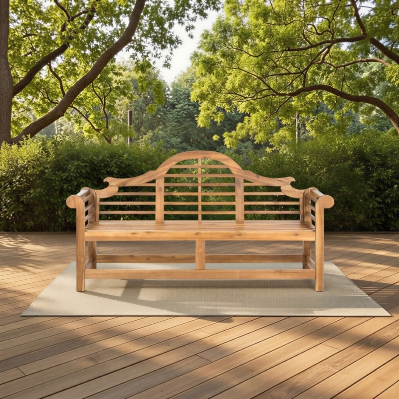 Outdoor Bench Arched Back Scrolled Arms Classic Garden Seating