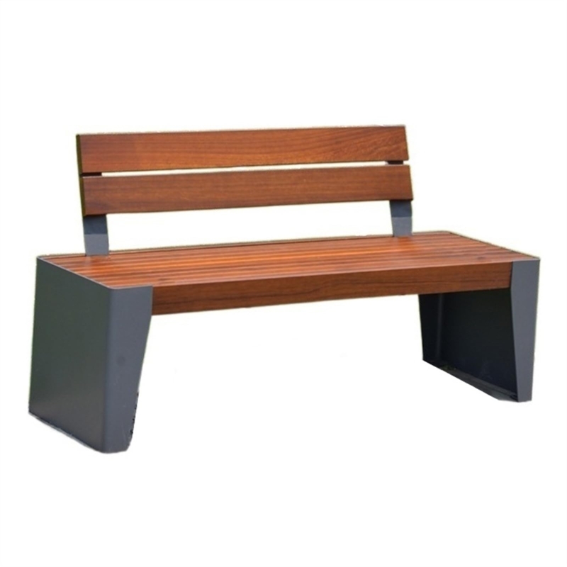 Outdoor Bench Architectural Wedge Legs Mixed Material Industrial