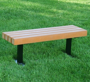 Outdoor Bench, Backless Charcoal Composite Slats on Modern Curved Base