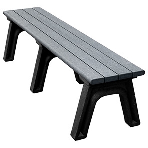 Outdoor Bench Backless Forest Green Slats Heavy Duty Black Frame