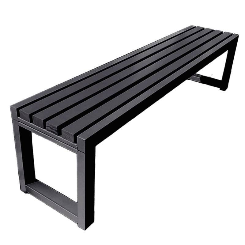 Outdoor Bench Backless Matte Black Metal Industrial Seating