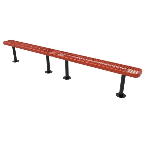 Outdoor Bench Blue Expanded Metal Backless Silhouette Surface Mount