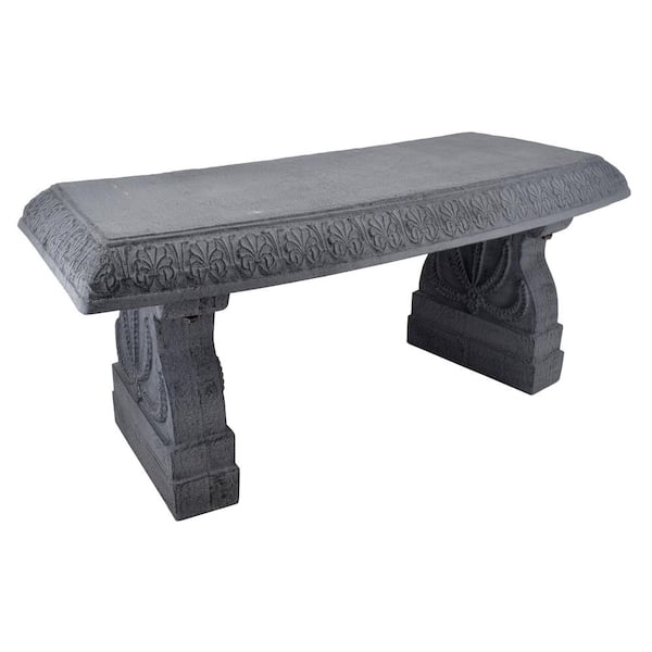 Outdoor Bench Classical Stone Look Resin Acanthus Leaf Carvings