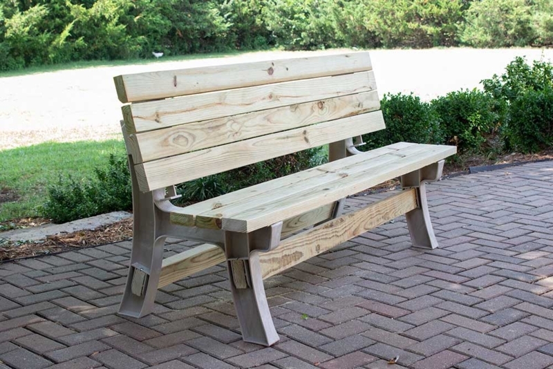 Outdoor Bench Composite Bracket Garden Seating with Wood Slats