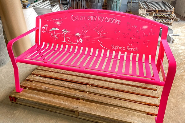 Outdoor Bench Custom Laser Cut Metal Commemorative Seating