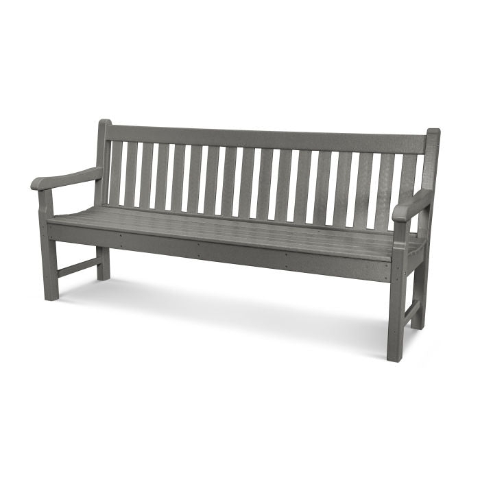 Outdoor Bench Extra Wide Design Slatted Back Composite Lumber