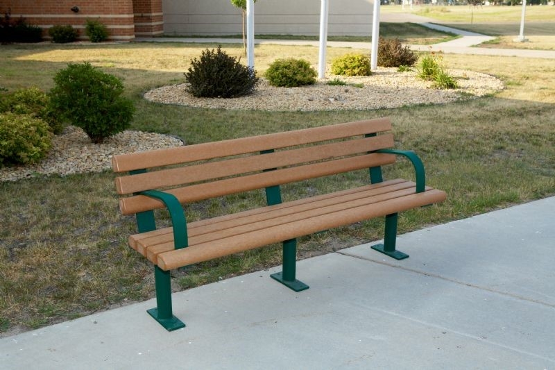 Outdoor Bench featuring Sturdy Two-Tone Green and Tan Slats