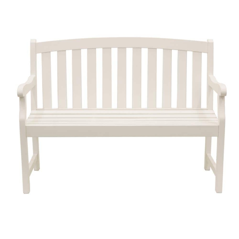 Outdoor Bench Featuring X-Back Design and White Finish for Cottage Style