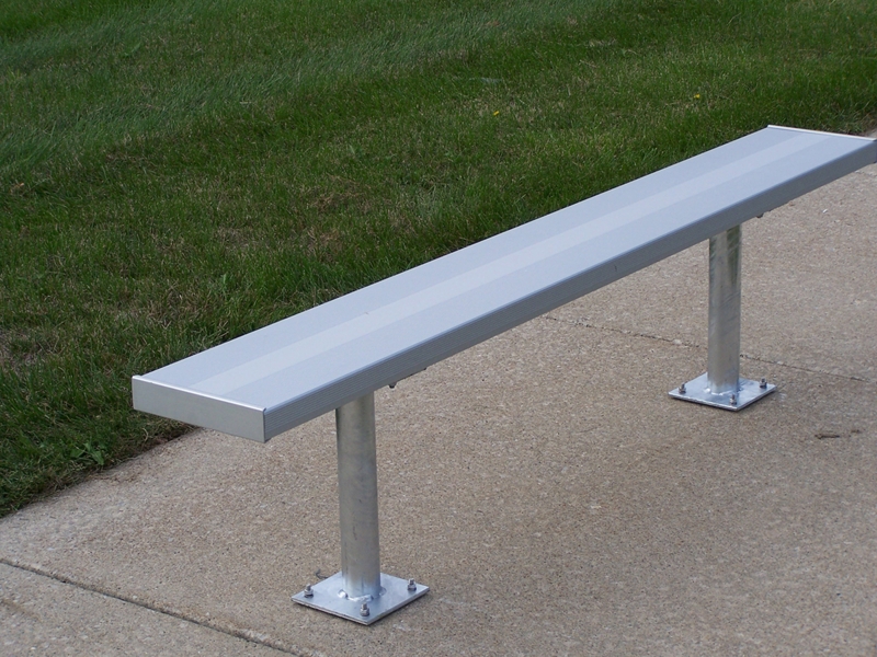Outdoor Bench, Galvanized Finish, Backless Design with Slatted Seat