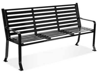 Outdoor Bench Horizontal Slats Modern Metal Splayed Legs